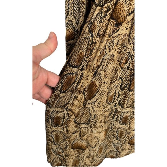 ZARA TRAFALUC Brown Snakeskin Print Button-Up Front Long Sleeve Mini Dress XS - Picture 6 of 9